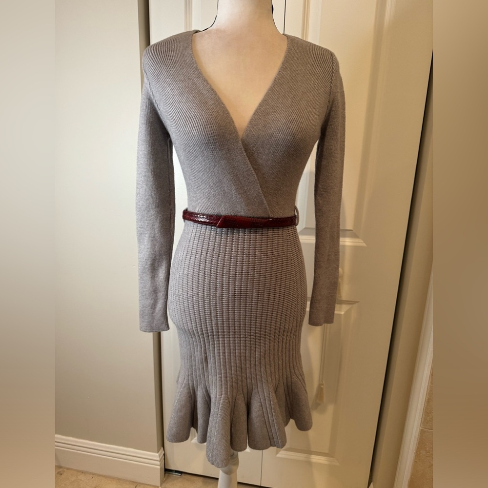 Luxxel Ruffle Hem Surplice Knit Dress